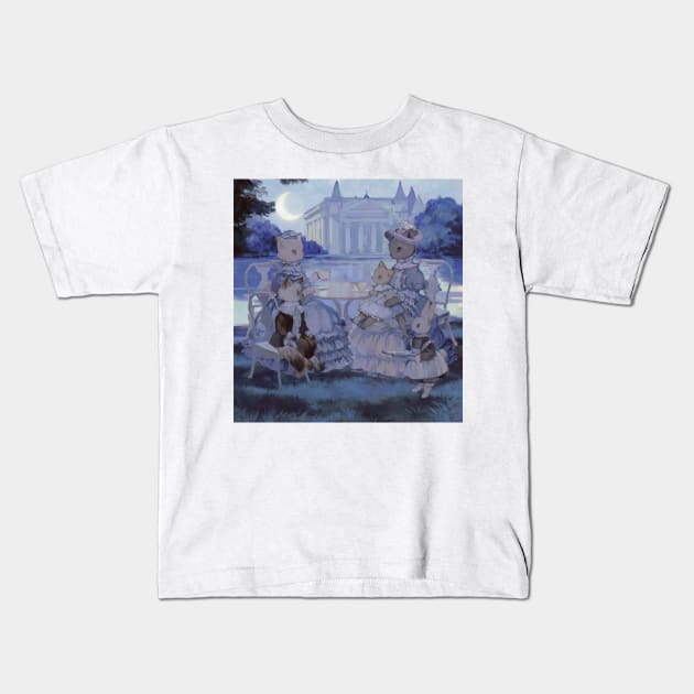 Tea Time on a Moonlit Night Kids T-Shirt by rt0no